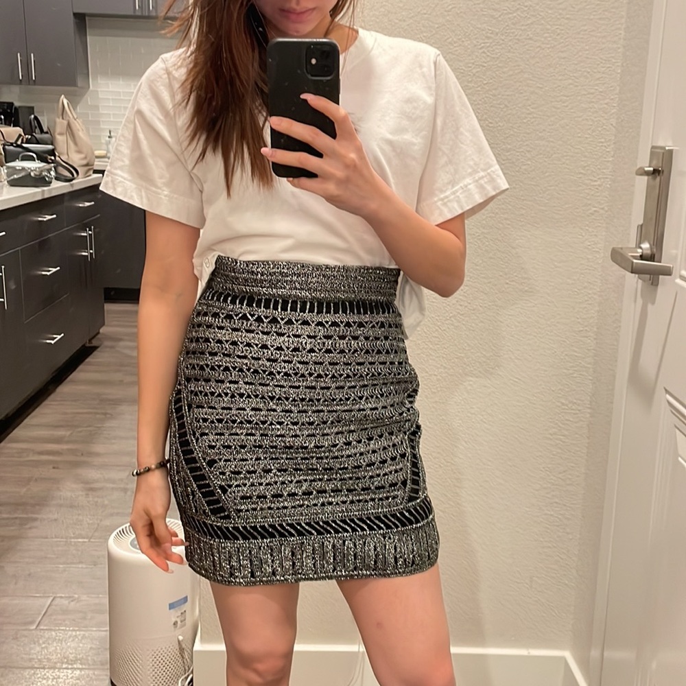 NWT Maje Metallic Mini Skirt